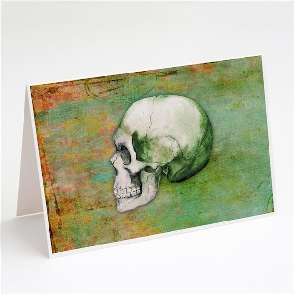 Carolines Treasures Carolines Treasures BB5122GCA7P Day of the Dead Green Skull Greeting Cards & Envelopes - Pack of 8 BB5122GCA7P - main